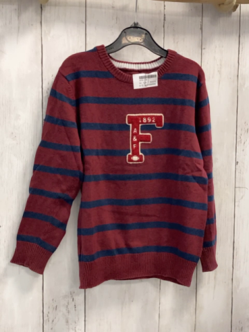 Abercrombie  Pullover  Gr. 128  weinrot blaue Streifen rotes Plüsch "F" 