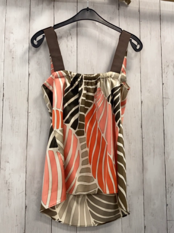 Zara  Sommerbluse Gr. S creme hellrot altrosa beige sand dunkelbraun gemustert 