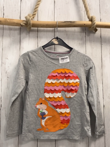 Mini Boden  Langarmshirt  Gr. 128  hellgrau buntes Eichhörnchen 