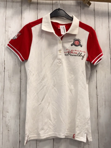   Poloshirt  Gr. 164  weiß rot Schrift Fortuna 