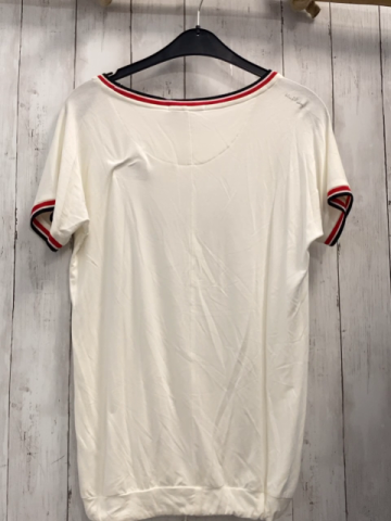 neu Blue Rebel  T-Shirt  Gr. 170/176  weiß schwarz rot weißer Streifenbund Schrift NP 24,99€