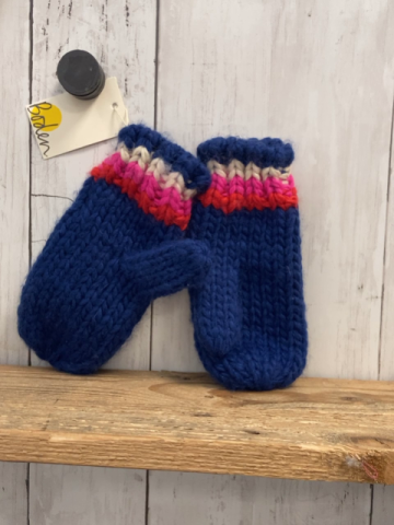 neu Boden  Kinderhandschuhe  blau + rot pink weiße Streifen Strick 