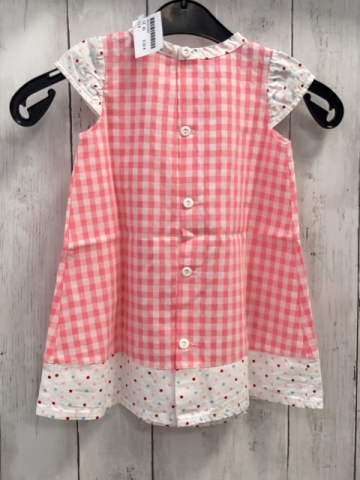   Kleid  Gr. 80  koralle weiß kariert + weiß mit bunten Punkten 
