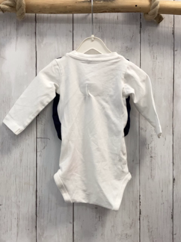 Name it  Langarmshirt  Gr. 62  weiß Bodyunterteil blaue Weste + blau weiß gestreifte Fliege 