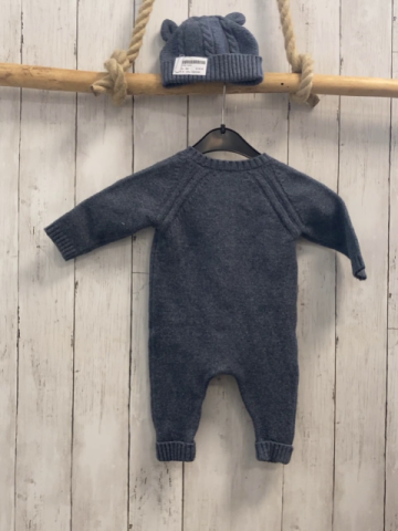 2tlg George  Overall + Mütze  Gr. 68  blau Strick Zöpfe 