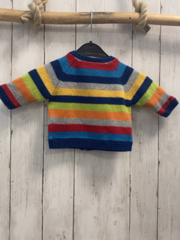 GAP  Strickjacke  Gr. 62  blau hellblau rot hellgrau gelb hellgrün orange Streifen 
