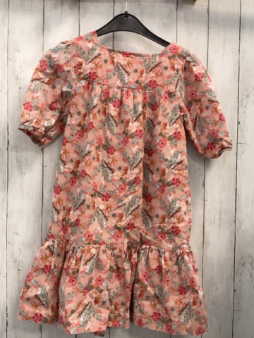 Sergent Major  Kleid  Gr. 146  rosa bunte Blumen + Blätter Ausschnitt gesmokt 