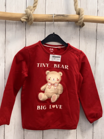   Pullover  Gr. 104  rot Bär weiße Schrift 