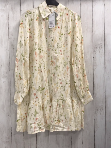 neu H&M  Kleid Gr. XS crerme Blumen Blätter NP 19,99 € 