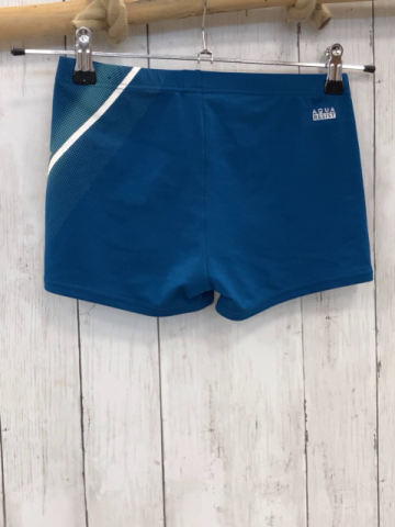 Decathlon  Badehose  Gr. 158/164  petrol + weiß beige Streifen + weiße Schrift 