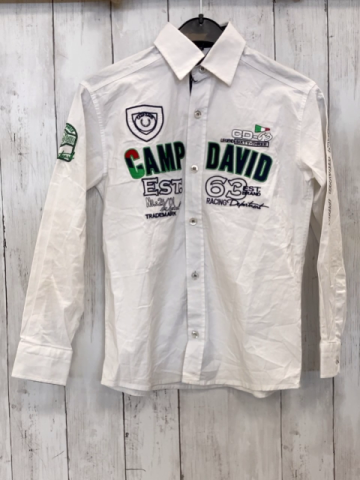 Camp David  Hemd  Gr. 134  weiß blau grüne Schrift 