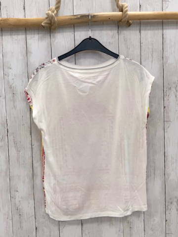 S´Oliver  T-Shirt  Gr. 152  weiß gelbr rosa rote Quadrate mit Blumen 