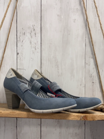 neu S´ Oliver  Schuhe  Gr. 40  grau mit Absatz Riemen mit silber Glitzer NP 49,95 € 