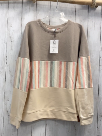 neu Shoko  Pullover  Gr. 164/170  sand beige + bunte Zackenstriefen 