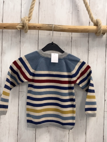   Pullover  Gr. 92  blau hellblau beige weinrot mais Streifen Strick 