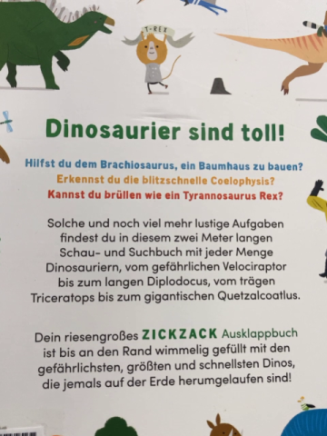  Pappbuch Mein riesengroßes Zickzack Ausklappbuch Dinosaurier 