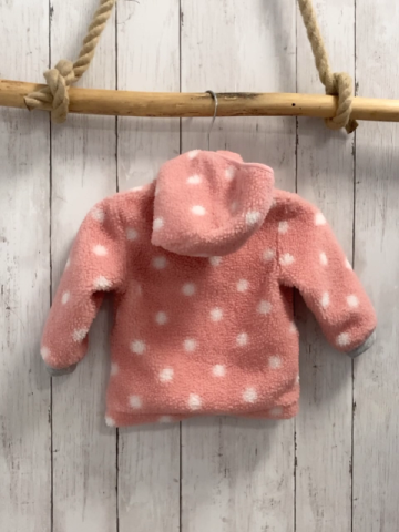   Teddyjacke Gr. 74  rosa Kapuze weiße Punkte grauer Bund 