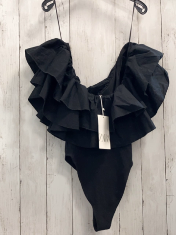 zara neu Body Gr. S schwarz großer Rüsschenkragen NP 19,95€