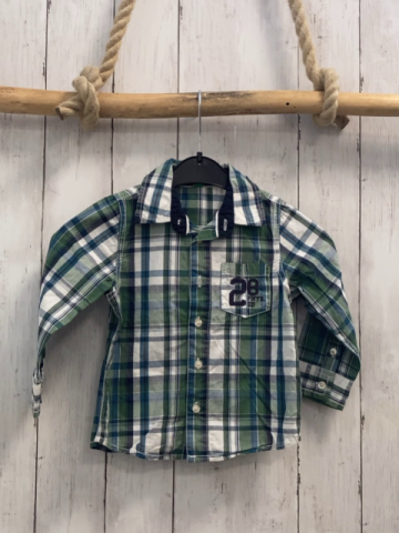 Benetton  Hemd  Gr. 80  grün schwarz petrol weiß kariert 