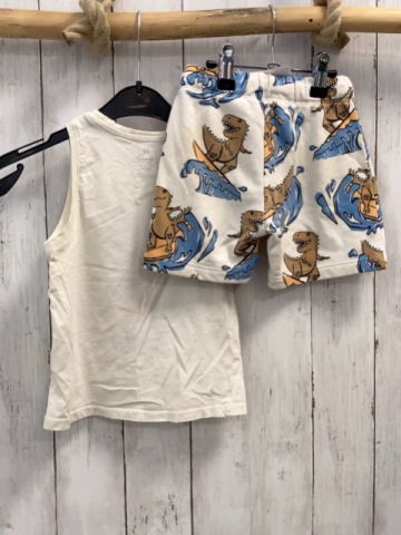 2tlg H&M  Top + Shorts  Gr. 98  weiß Dinos auf Surfbrettern blaue Wellen