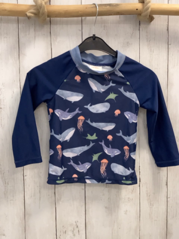 Pusblu  UV-Schutzshirt lang  Gr. 98  blau hellblauer Bund Wale ua 