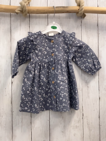 H&M  Kleid  Gr. 68  grau weiße Blumen 