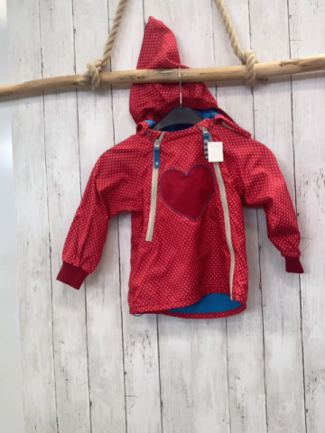 Racoon Jacke  Gr. 98  rot weiße Punkte Kapuze 