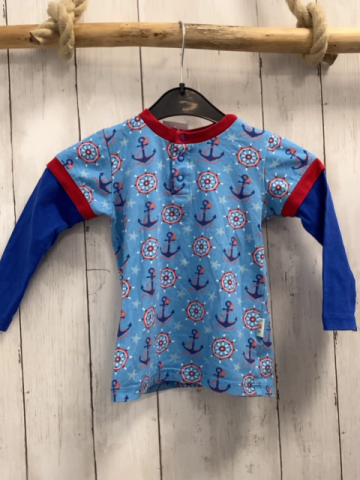 Babauba  Langarmshirt  Gr. 104  hellblau Anker Steuerräder blaue Ärmel 