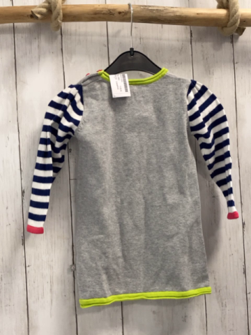 Liegelind  Kleid Gr. 80  grau + blau weiß gestreifte Ärmel hellgrüner Bund Strick 