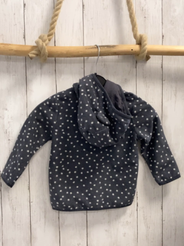   Fleecejacke  Gr. 92  grau Kapuze mit Ohren weiße Punkte 