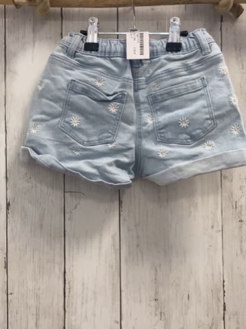   Shorts  Gr. 98  hellblau Jeans weiße Blumen Gummizugbund 