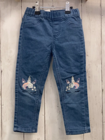   Jeggings  Gr. 98  blau Jeans Einhornkopf an den Knien 
