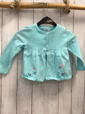  Strickjacke Gr. 74  hellblau gestickte Blumen