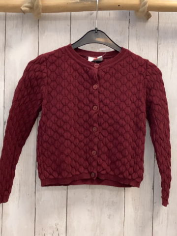  Strickjacke Gr. 116  bordeauxrot Lochmuster