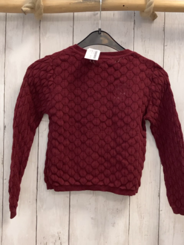  Strickjacke Gr. 116  bordeauxrot Lochmuster