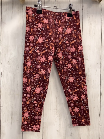  Leggings Gr. 104  dunkler beerenton Blumen 