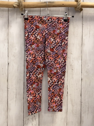 H&M Leggings Gr. 104  schwarz bunte Blumen Bund verstellbar