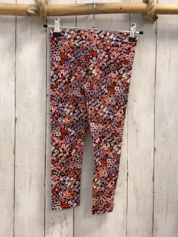 H&M Leggings Gr. 104  schwarz bunte Blumen Bund verstellbar