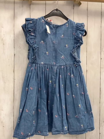  Kleid Gr. 128  blau Jeans Blumen