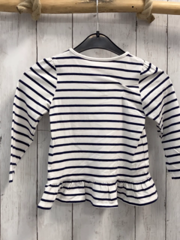  Langarmshirt Gr. 92  weiß blaue Streifen Pailettenkirsche