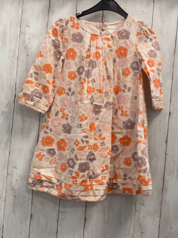 Vretbaudet  Kleid  Gr. 116  beige orange grau beige weiße Blumen + Blätter 