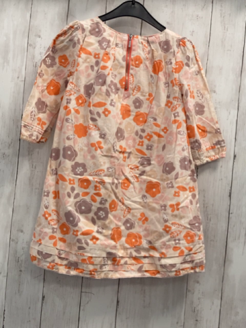 Vretbaudet  Kleid  Gr. 116  beige orange grau beige weiße Blumen + Blätter 