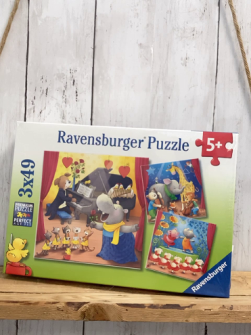 neu  Puzzle  Gr. 3x49  Tiere auf der Bühne 