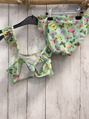2tlg H&M  Bikini  Gr. 122/128  hellgrün bunte Schmetterlinge 