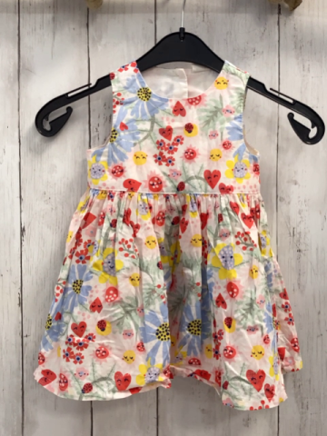 H&M  Kleid  Gr. 74  weiß bunte Blumen Herzen 
