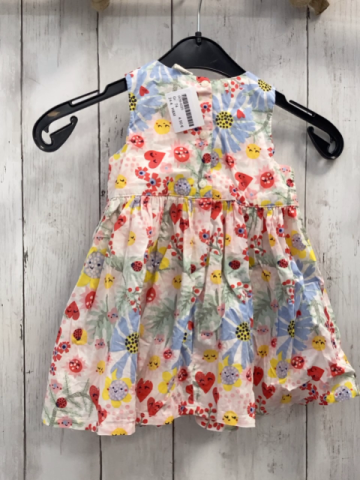 H&M  Kleid  Gr. 74  weiß bunte Blumen Herzen 