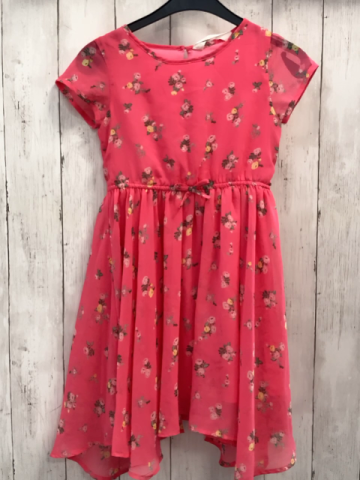 H&M  Kleid  Gr. 122  hellrot Blumen 