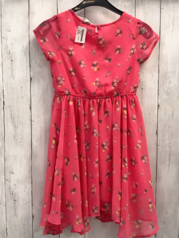 H&M  Kleid  Gr. 122  hellrot Blumen 