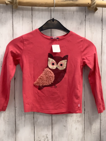 Okaidi  Langarmshirt  Gr. 116  rot Eule mit Pailetten 