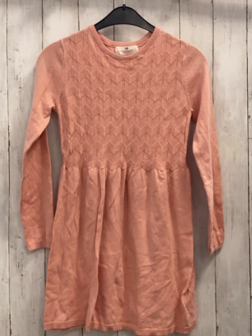 H&M  Kleid  Gr. 134/140  rosa Strick Rippen mit Lochmuster 